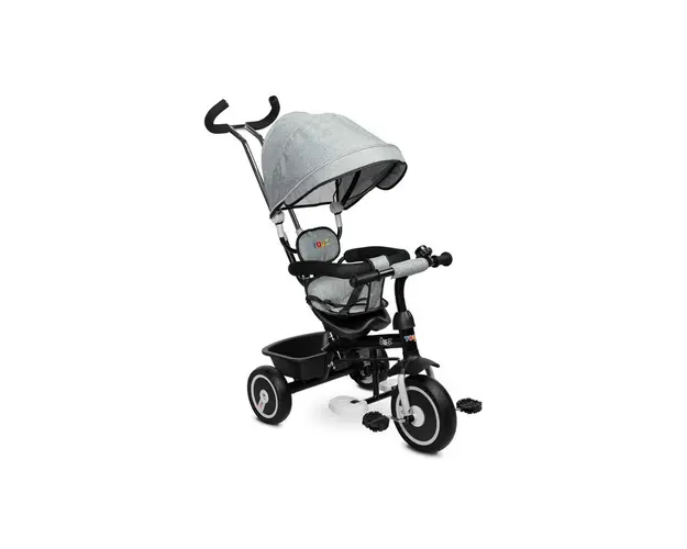 Tricicleta, Toyz, Buzz, Pliabila, Reglabila pe inaltime 3 trepte, Cu suport de picioare, Cos jucarii, Cu sonerie, 18 luni - 5 ani, Gri