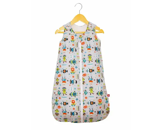 Sac de dormit copii, Robot Friends, din bumbac, 140 cm, 1.5 tog