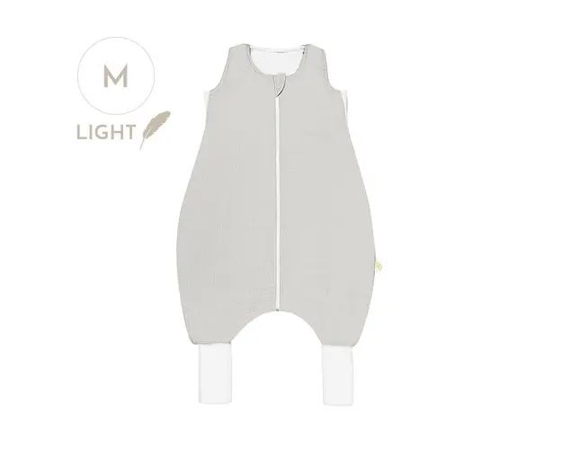 Sac de dormit cu picioare, bumbac muselina 0.5 Tog, Glacier Gri, M, 3 ani+