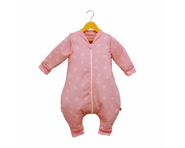 Sac de dormit cu picioruse si maneci, Stars in your eyes - Pink, 70 cm, 2 Tog - Iarna