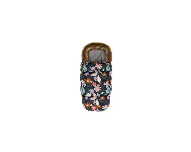 Sac de iarna cu guler blanita detasabil, pentru carucior, negru floral, 100x50 cm, Fillikid