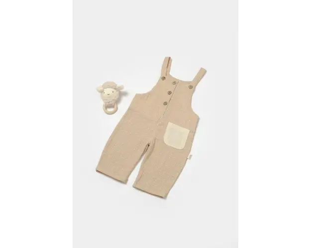 Salopeta cu bretele si buzunar, 100% bumbac - Apricot, BabyCosy (Marime: 9-12 luni)