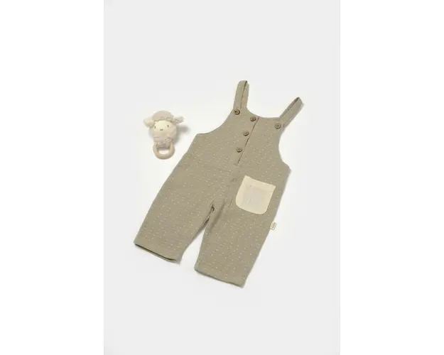 Salopeta cu bretele si buzunar, 100% bumbac - Verde, BabyCosy (Marime: 3-6 Luni)