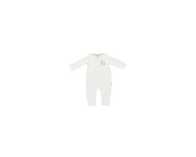 Salopeta cu fermoar Girafa, BabyCosy, 100% bumbac organic, Ecru (Marime: 18-24 Luni)