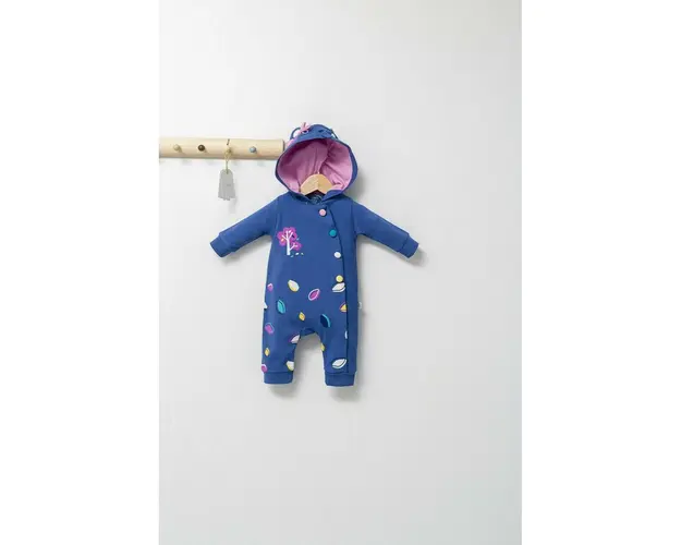 Salopeta cu gluga pentru bebelusi Colorful autum, Tongs baby (Culoare: Gri, Marime: 6-9 luni)