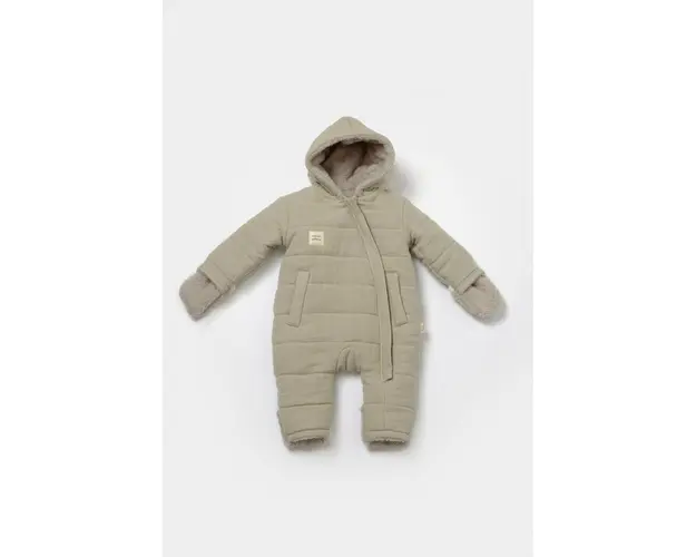 Salopeta de iarna pentru bebelusi, Winter muselin, 100% bumbac - Verde, BabyCosy (Marime: 12-18 Luni)