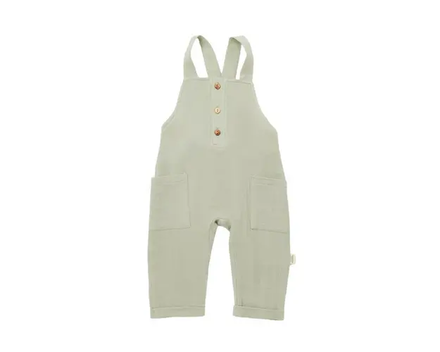 Salopeta de vara cu buzunare din muselina, BabyCosy, 100% bumbac organic, verde (Marime: 3-6 Luni)
