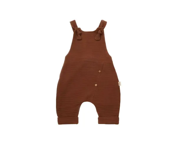 Salopeta de vara cu pantaloni lungi din muselina, BabyCosy, 100%bumbac, caramiziu (Marime: 3-6 Luni)