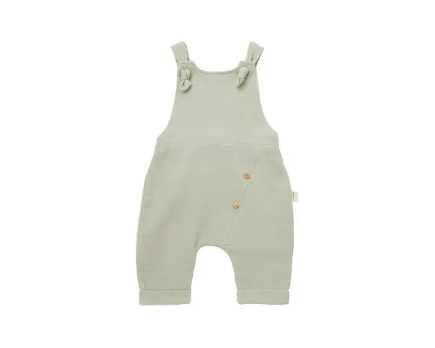 Salopeta de vara cu pantaloni lungi din muselina, BabyCosy, 100% bumbac organic, verde (Marime: 3-6 Luni)