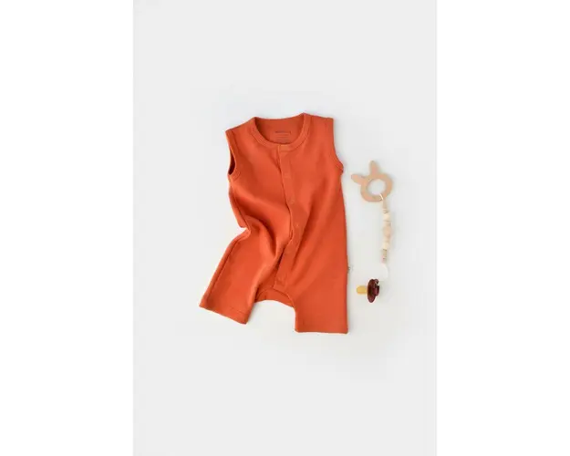 Salopeta fara maneci si pantaloni scurti - 100% bumbac organic - Scortisoara, BabyCosy (Marime: 18-24 Luni)