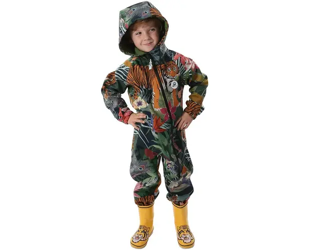 Kidscare - Salopeta impermeabila pentru copii , cu protectie la vant si apa cu imprimeu Jungla - marime 122