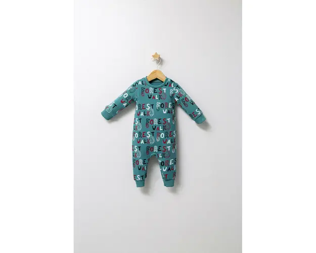 Salopeta pentru bebelusi de iarna Forest, Tongs baby, baietei (Culoare: Albastru, Marime: 3-6 Luni)