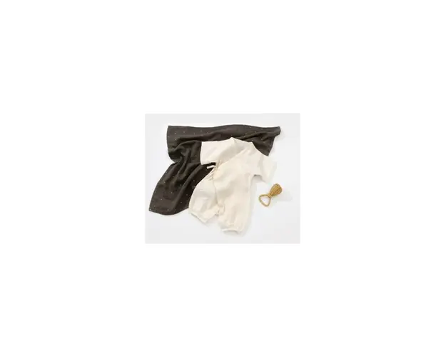 Salopeta petrecuta din muselina, BabyCosy, 100% bumbac organic, Ecru (Marime: 18-24 Luni)