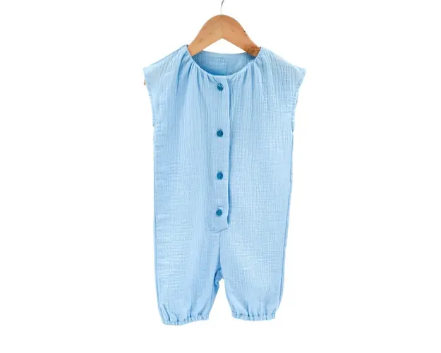 Salopeta scurta de vara pentru copii, din muselina, Bluebird, 12-24 luni