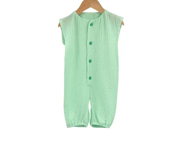 Salopeta scurta de vara pentru copii, din muselina, Minty, 12-24 luni