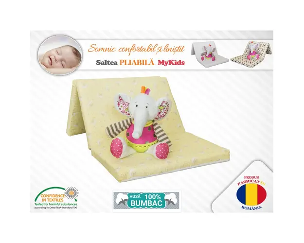 Saltea Pliabila copii MyKids Spuma Poliuretanica (Burete) Galbena