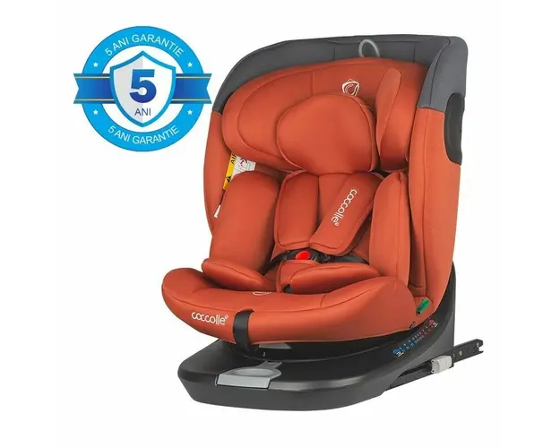 Scaun auto, Coccolle, Atira, i-Size, 40-150 cm, 9-36 kg, Rotire 360, Cu sistem Isofix+Top Tether, Tetiera reglabila in 12 pozitii, Scaun reglabil in 4 pozitii, Cinnamon brown
