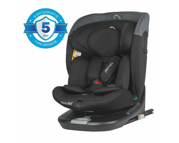 Scaun auto, Coccolle, Atira, i-Size, 40-150 cm, 9-36 kg, Rotire 360, Cu sistem Isofix+Top Tether, Tetiera reglabila in 12 pozitii, Scaun reglabil in 4 pozitii, Diamond black