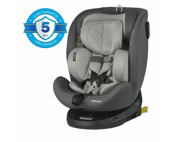 Scaun auto, Coccolle, Nova, i-Size, 40-150 cm, 9-36 kg, Rotire 360, Cu sistem Isofix+Top Tether, Tetiera reglabila in 15 pozitii, Moonlit grey