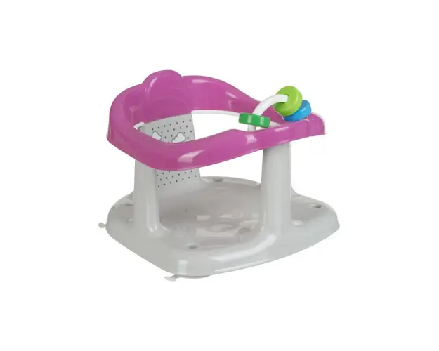 Scaun baie, MyKids, Panda, Cu margini rotunjite, 30x30x25 cm, 7 luni+, Gri/Roz