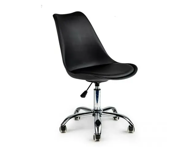 Scaun de birou pivotant cu perna, ModernHomen, inaltime reglabila, perna moale, piele ecologica, Negru