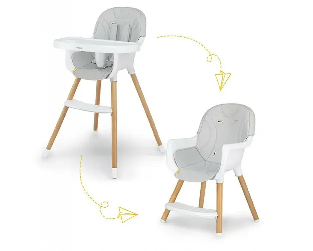 Scaun de masa 2 in 1 transformabil Skiddou Sunt, Normandic Dream, Gri deschis