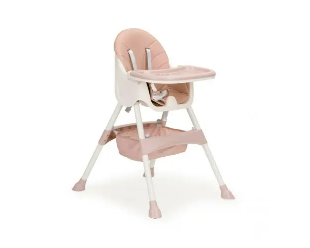 Scaun Pentru Hranire, Ecotoys, stil scandinav, tava reglabila si detasabila, cos depozitare, HC-823, Roz