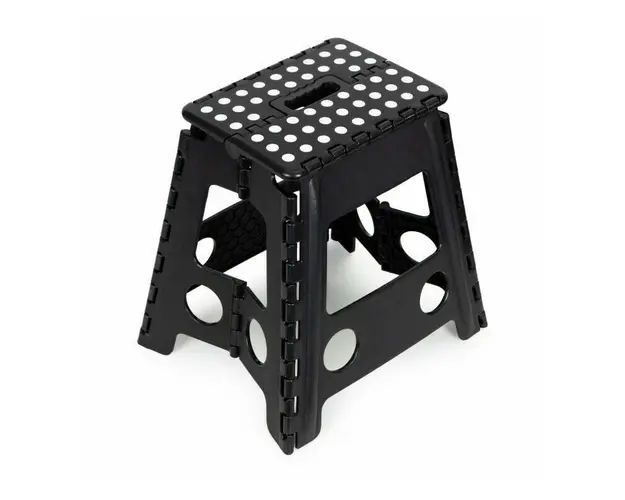 Scaun plabil, taburet din plastic rezistent, sarcina 120 kg, polipropilena, ModernHome, PJJFS004-C, Negru