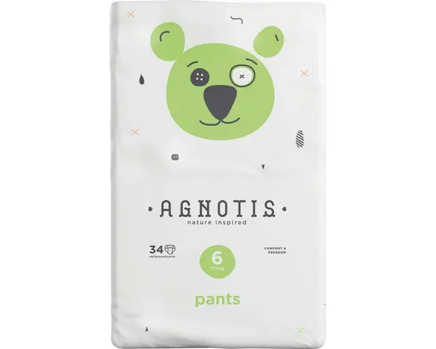 Scutece tip chilotel hipoalergenice Agnotis pants, marimea nr. 6, 17+ kg, 34 bucati