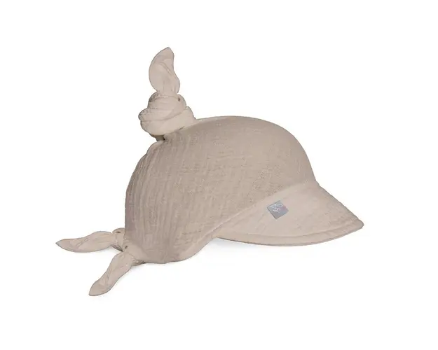 Sepcuta de soare 6 luni - 6 ani reglabila din bumbac muselina cu cozoroc pentru protectie, Beige