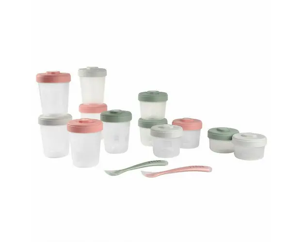 Set 12 recipiente hrana Beaba Eucalyptus 2x90 ml, 4x150 ml, 6x250 ml