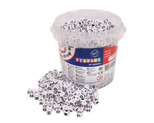 Set 12550 de margele cub de insirat cu litere, diametru 6.5 mm