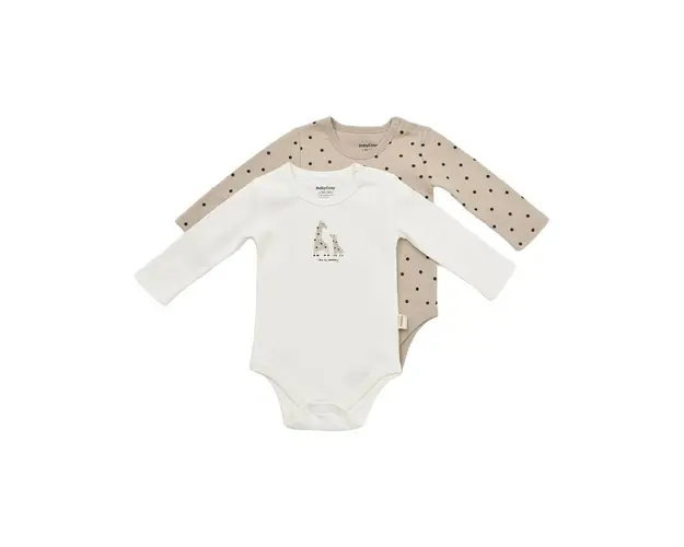 Set 2 body-uri cu maneca lunga bebe unisex Girafa, BabyCosy, 100% bumbac organic (Marime: 3-6 Luni)