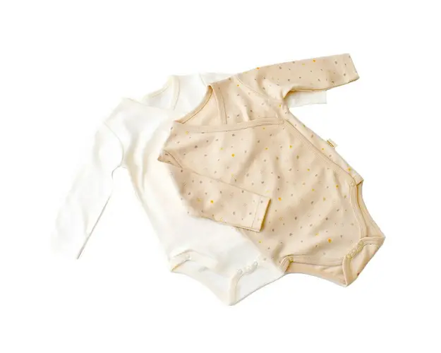 Set 2 body-uri cu maneca lunga petreceute bebe unisex -100% bumbac organic - Crem cu buline, BabyCosy (Marime: 6-9 luni)
