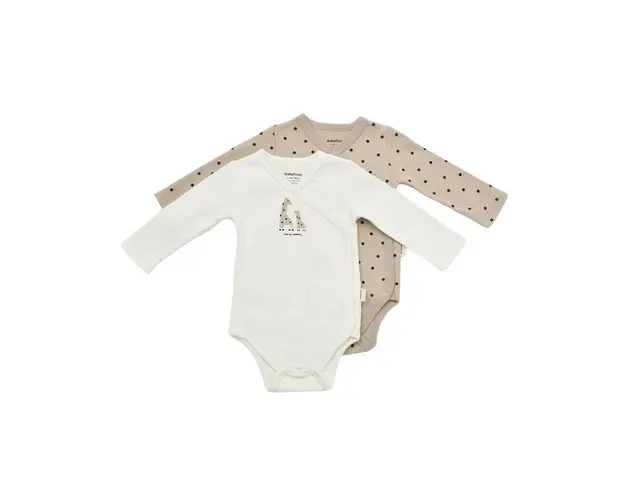 Set 2 body-uri cu maneca lunga petrecute, Girafa, BabyCosy, 100% bumbac organic (Marime: 3-6 Luni)