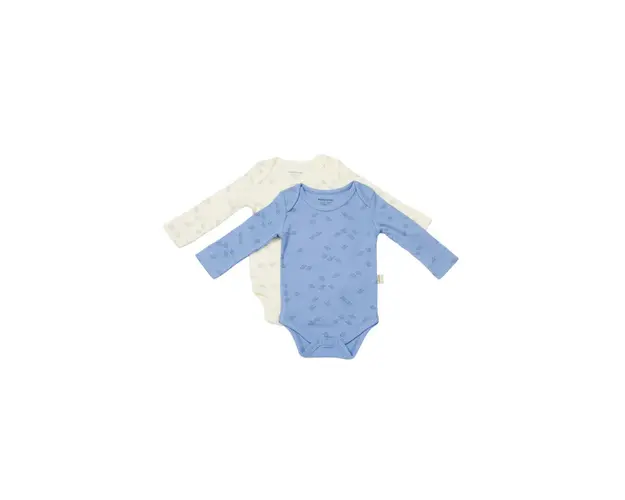 Set 2 body-uri cu maneca lunga Printed, BabyCosy, 50% modal+50% bumbac, Ecru/Lavanda (Marime: 3-6 Luni)