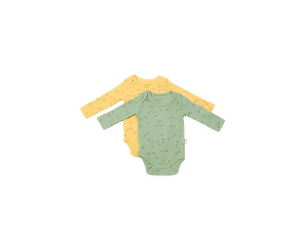 Set 2 body-uri cu maneca lunga Printed, BabyCosy, 50% modal+50% bumbac, Lamaie/Verde (Marime: 3-6 Luni)