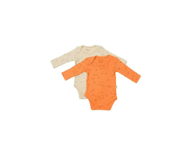 Set 2 body-uri cu maneca lunga Printed, BabyCosy, 50% modal+50% bumbac, Stone/Apricot (Marime: 3-6 Luni)