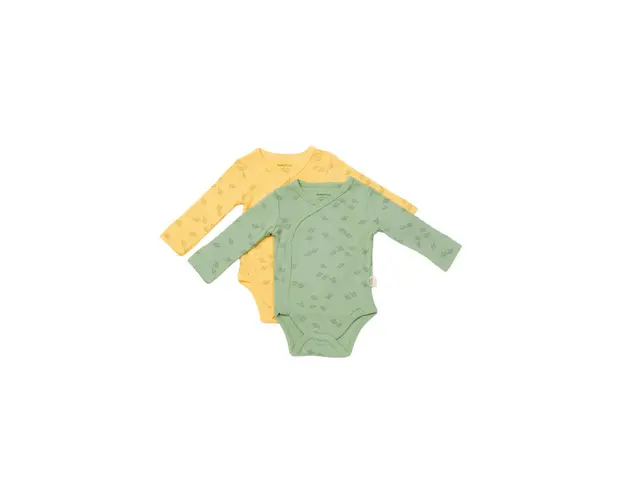 Set 2 body-uri petrecute Printed, BabyCosy, 50% modal+50% bumbac, Lamaie/Verde (Marime: 0-3 Luni)