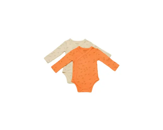 Set 2 body-uri petrecute Printed, BabyCosy, 50% modal+50% bumbac, Stone/Apricot (Marime: 3-6 Luni)