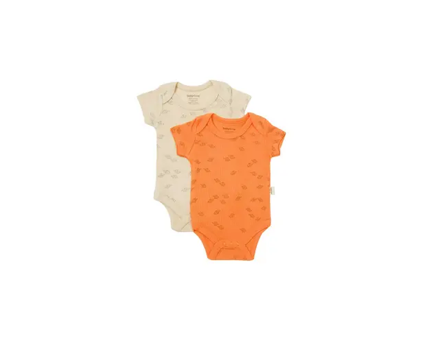 Set 2 body-uri Printed, BabyCosy, 50% modal+50% bumbac, Stone/Apricot (Marime: 6-9 luni)