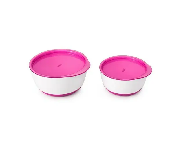 Set 2 Boluri Alimentare cu Capac Roz 200 & 360 ml