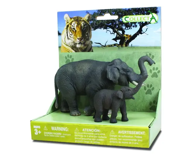 Collecta - Set 2 Figurine Elefant Asiatic cu pui