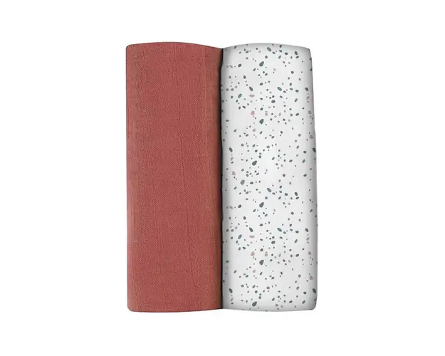 Set 2 Museline Beaba bumbac 120x120 cm Hot Sauce/Terrazzo