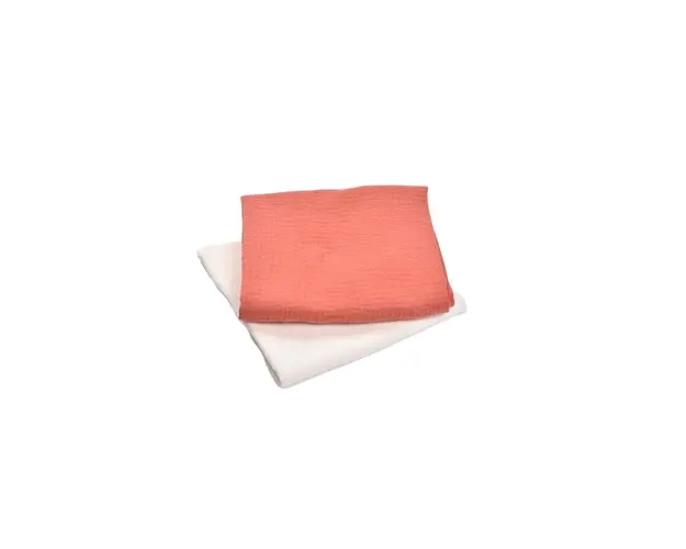 Set 2 museline bumbac organic 100% alb si roz inchis