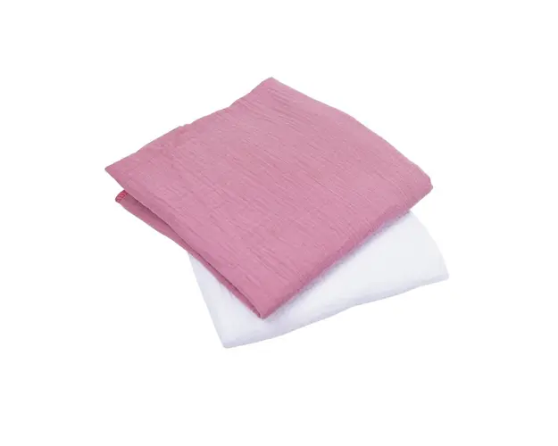 Set 2 museline bumbac organic 100% alb si roz inchis