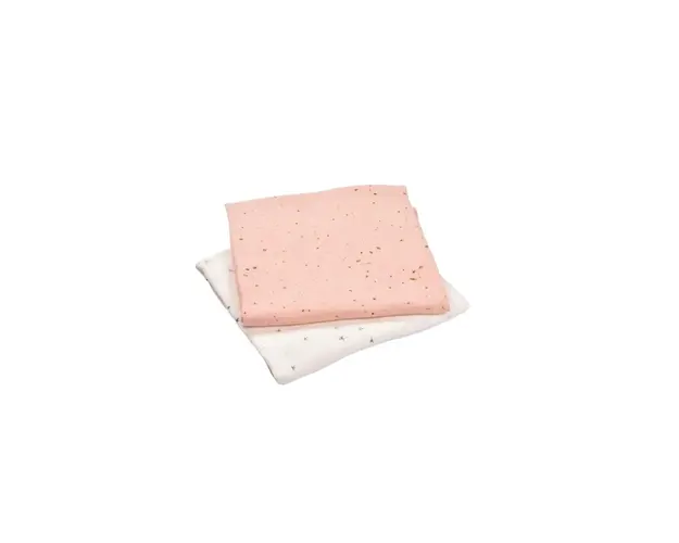 Set 2 museline bumbac organic 100% ivoire si roz deschis