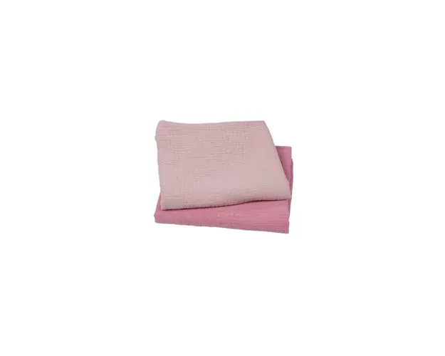 Set 2 museline din bumbac organic 100% roz prafuit si roz inchis, 80x80 cm