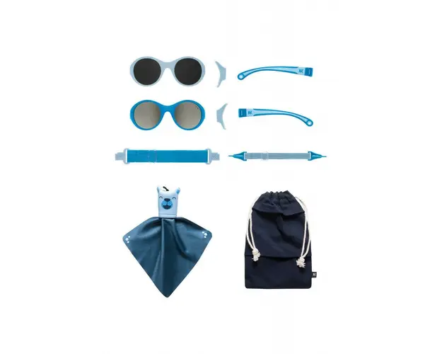 Ochelari de soare pentru copii MOKKI Click & Change, protectie UV, bleu, 0-2 ani, set 2 perechi