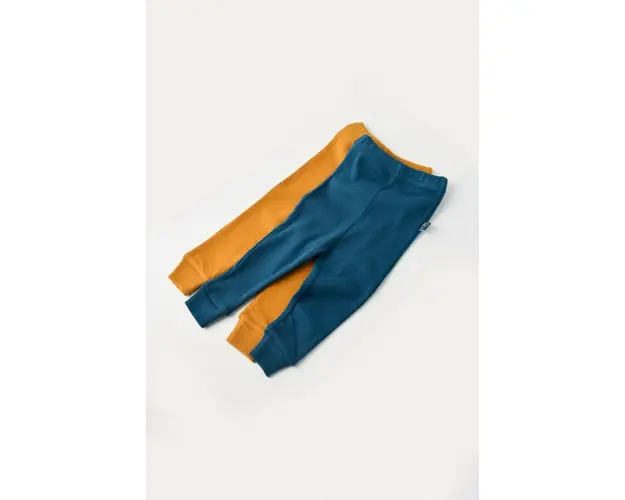 Set 2 pantaloni bebe unisex din bumbac organic si modal - Bleumarin/Sofran, BabyCosy (Marime: 3-6 Luni)